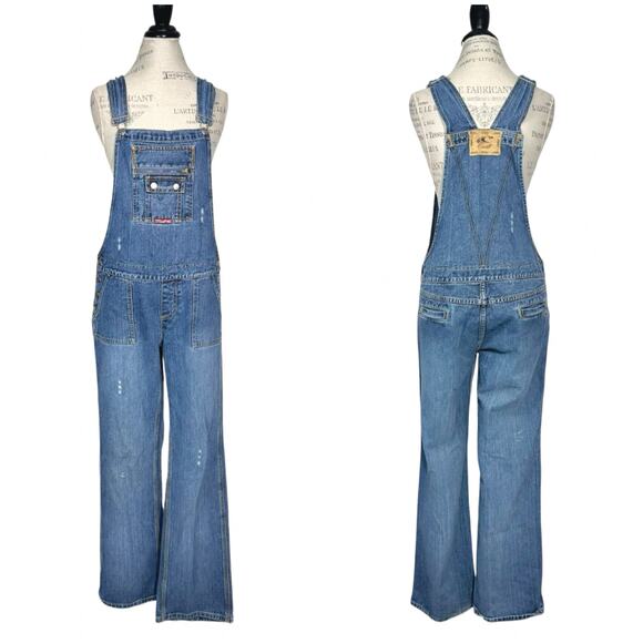 O’neill | Junior | Vintage Distressed Medium Wash Classic Denim Overalls | Sz 9 - Picture 1 of 14